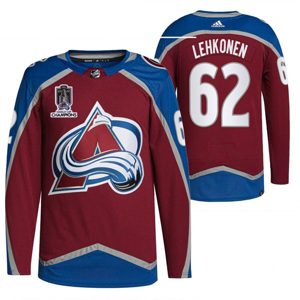 Men's Colorado Avalanche #62 Artturi Lehkonen 2022 Stanley Cup Champions Patch Stitched Jersey